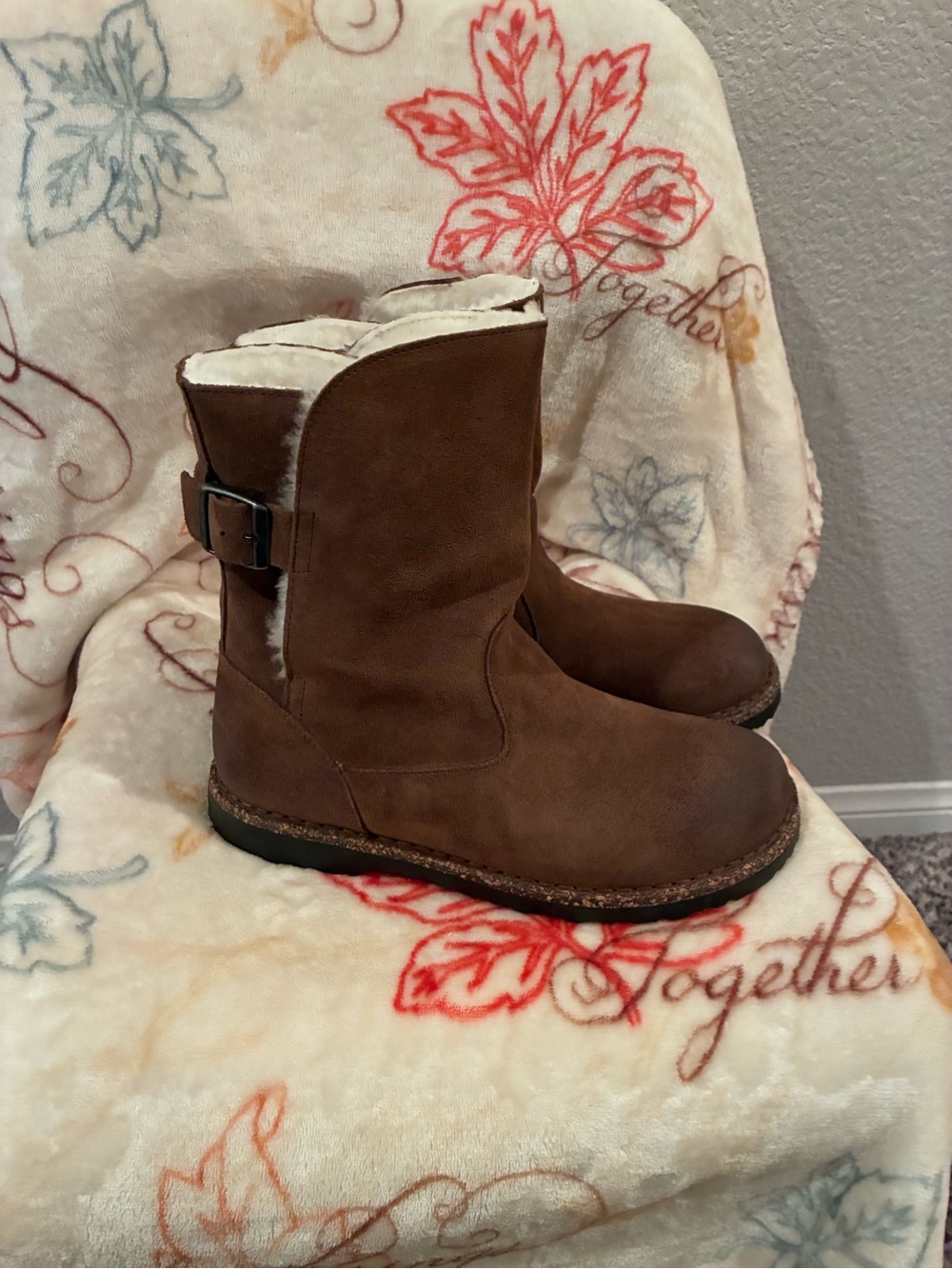 Birkenstock Brown Suede Shearling-Lined Ankle Boots